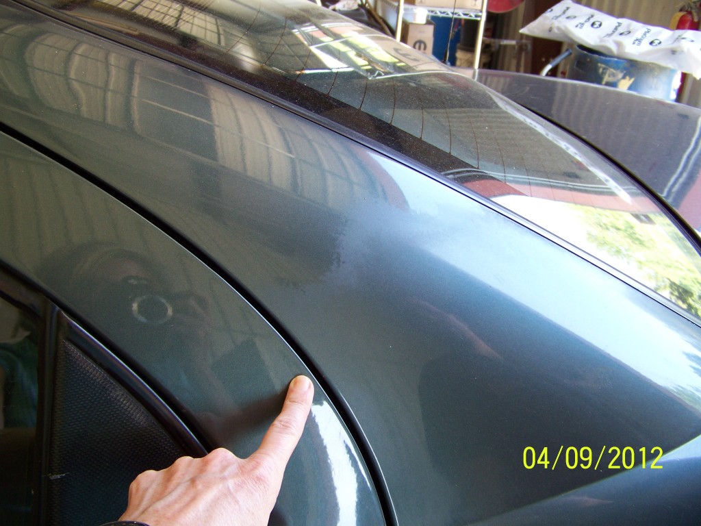 Repairers solicited by Auto Damage Experts provided photos of failing C-pillar clearcoat-paint blends. (Provided via Auto Damage Experts)