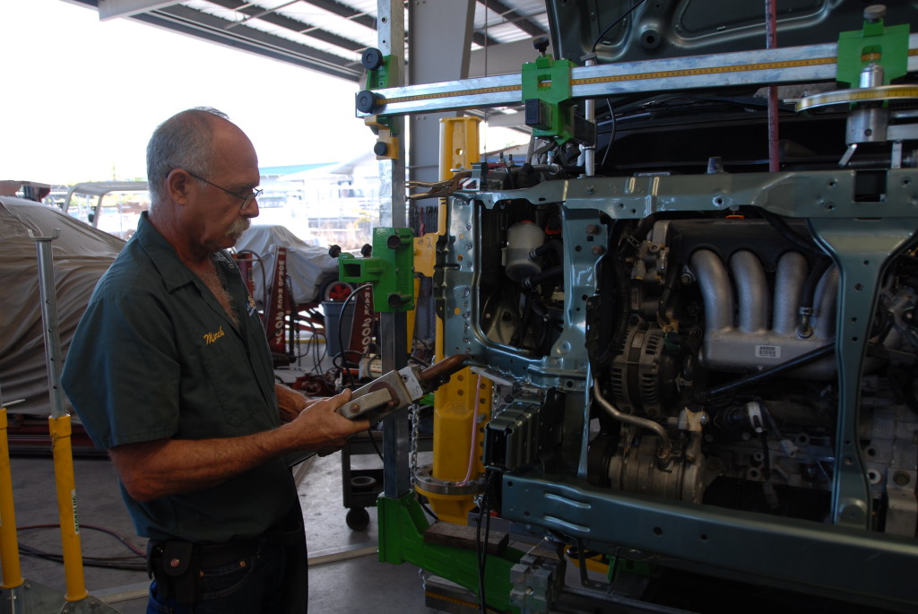 March Taylor, the namesake of the March Taylor Memorial Fund, works at his Auto Body Hawaii collision repair business. (Provided by Barry Dorn)