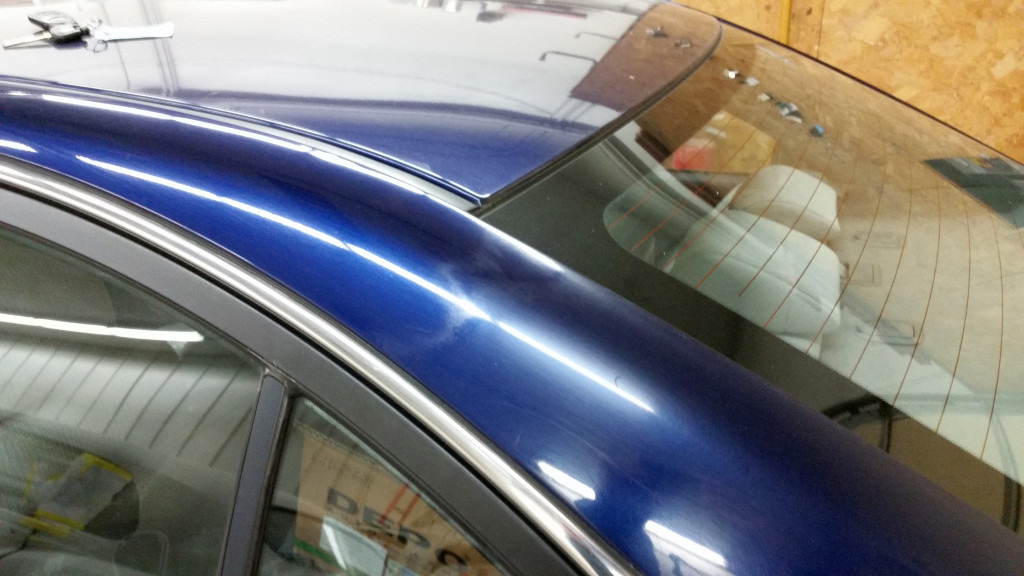 Repairers solicited by Auto Damage Experts provided photos of failing C-pillar clearcoat-paint blends. (Provided via Auto Damage Experts)