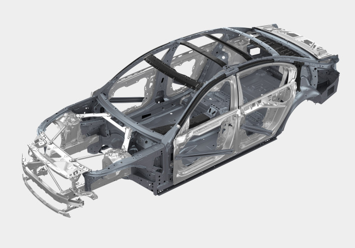 Carbon fiber can be found in the 7 Series' B- and C-pillars, rocker panels, roof bows and rails, transmission tunnel and rear deck of the 7 Series, which will be built in Dingolfing, Germany. (Provided by BMW)