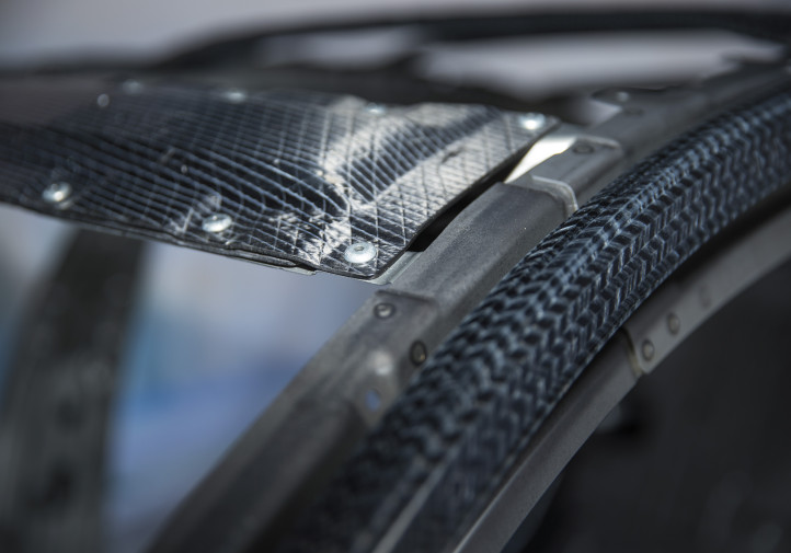 Carbon fiber can be found in the 7 Series' B- and C-pillars, rocker panels, roof bows and rails, transmission tunnel and rear deck of the 7 Series, which will be built in Dingolfing, Germany. (Provided by BMW)