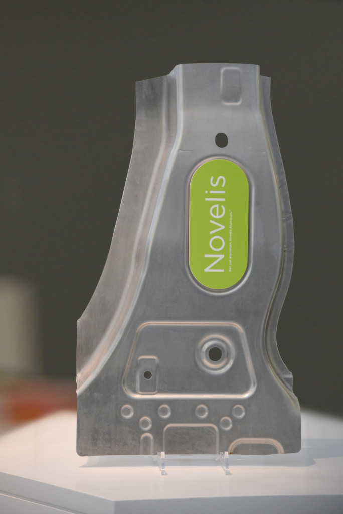 Novelis on Aug. 10, 2015, announced a 7000-series aluminum, seen here on this partial B-pillar. (Provided by Novelis via Edelman)