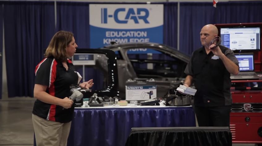 Offering some new highlights as well as older favorites, Collision Hub CEO Kristen Felder and I-CAR Director of Industry Technical Relations Jason Bartanen described "Cool Tools" at SEMA 2015. (Screenshot from Collision Hub YouTube video)