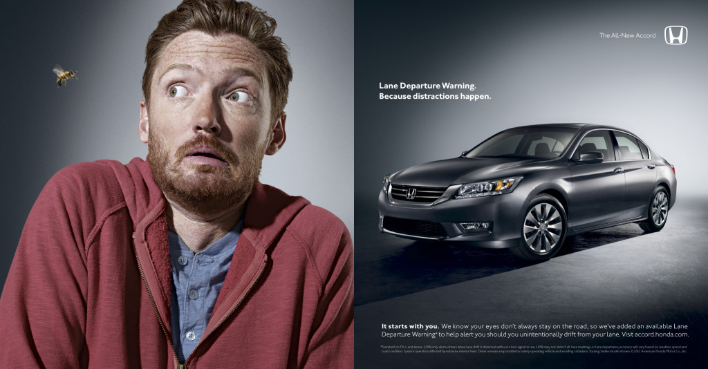 A 2013 ad for the 2013 Honda Accord hypes lane departure warning. (Provided by Honda)