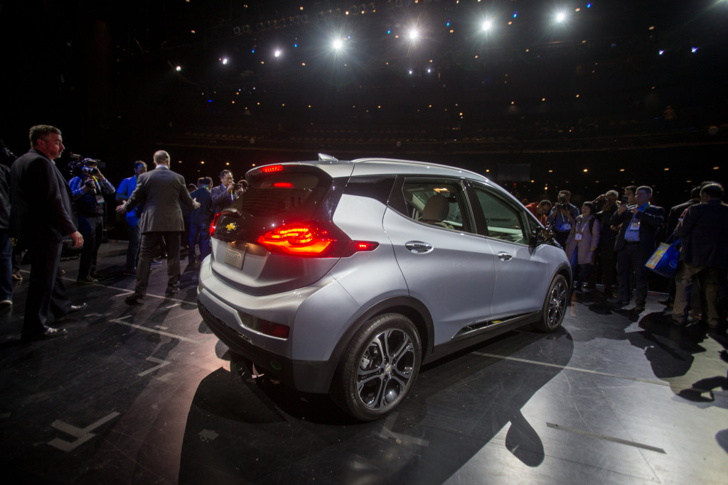 The 2017 Chevrolet Bolt EV is revealed on Jan. 6, 2016, at the Consumer Electronics Show. (Steve Fecht for Chevrolet/Copyright General Motors)