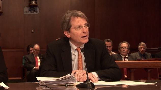 Insurance Federation of Pennsylvania President and CEO Sam Marshalll is shown here in a still from video from Pennsylvania Banking and Insurance Committee Chairman Don White. (Screenshot from www.senatordonwhite.com)