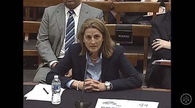 Intellectual property attorney Kelly Burris, seen here in a screenshot from subcommittee video, speaks Feb. 2, 2016, during the Courts, Intellectual Property, and the Internet Subcommittee of the House Judiciary Committee hearing on the PARTS Act. (Screenshot from House subcommittee video on YouTube)