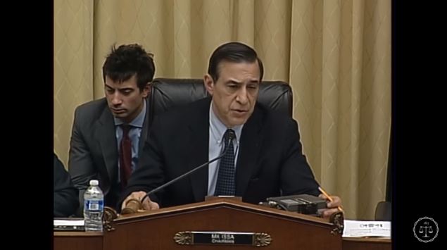 Subcommittee Chairman Darrell Issa, R-Calif., seen here in a screenshot from subcommittee video, speaks Feb. 2, 2016, during the Courts, Intellectual Property, and the Internet Subcommittee of the House Judiciary Committee hearing on the PARTS Act. (Screenshot from House subcommittee video on YouTube)