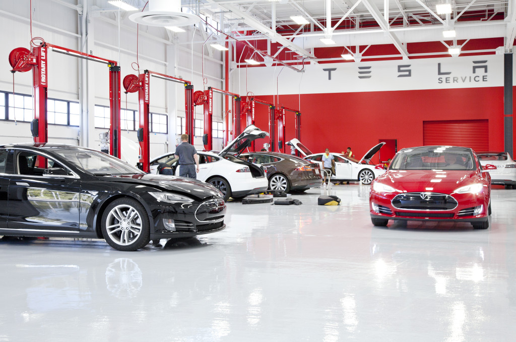 A Tesla service center is shown in this undated photograph provided by Tesla in 2012. (Provided by Tesla)