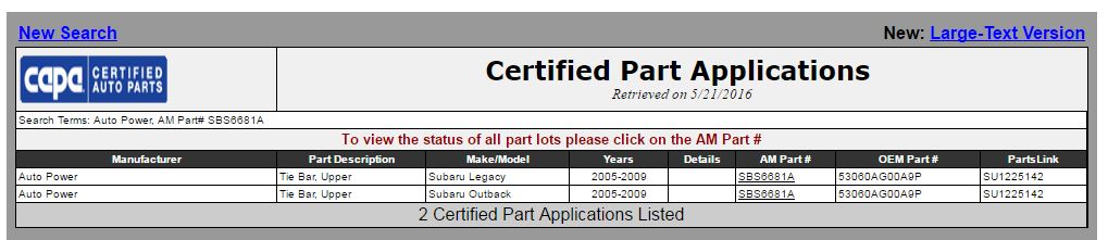 capa parts certified 20160521