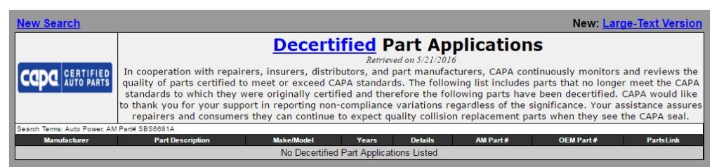 real decertified parts capa 20160521