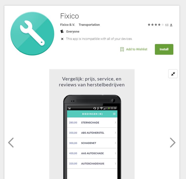 A screenshot from the Fixico app offering on the Android Play store. (Screenshot of play.google.com)