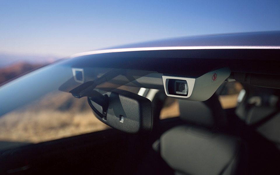 This photo from Subaru demonstrates the EyeSight ADAS camera technology. A header on the media page describes the tech as 2016, though it's unclear if this refers to the calendar or model year. (Provided by Subaru)