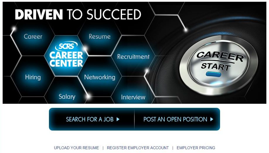 A screenshot from the Society of Collision Repair Specialists Career Center, which is part of a jobs network that includes the Auto Care Association and SEMA. (Screenshot from www.scrs.com/jobs)