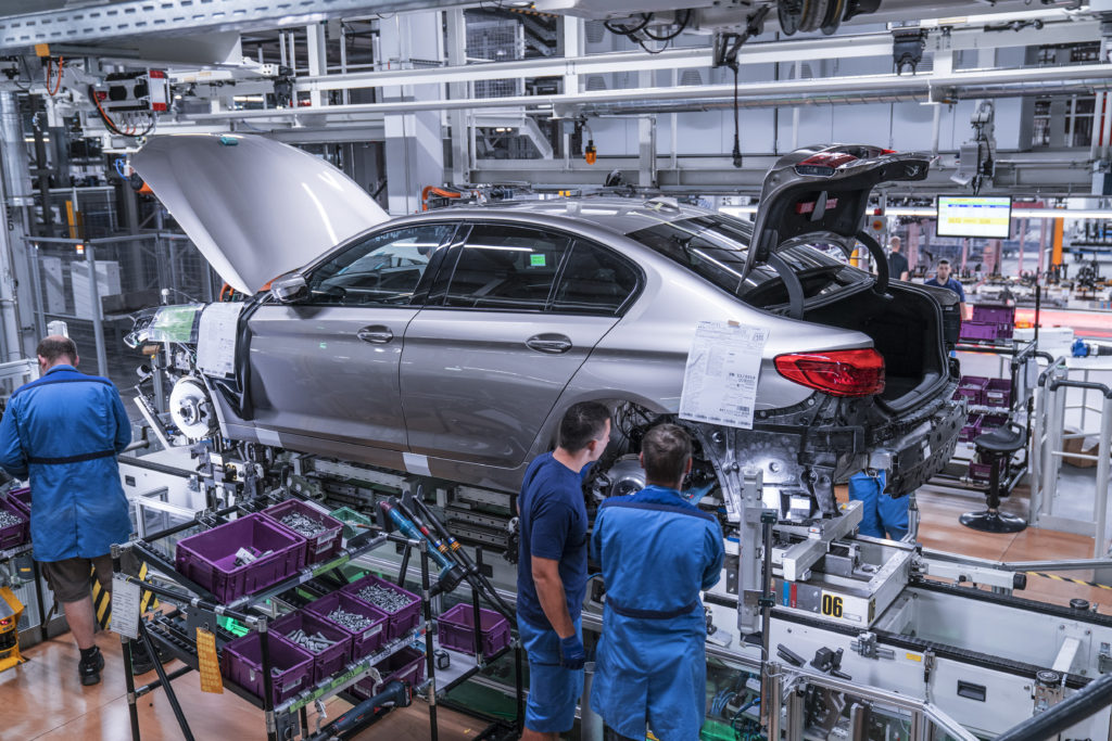 The hood and, for the first time, the entire trunk lid, on the BMW 5 Series will be made from aluminum. (Provided by BMW)