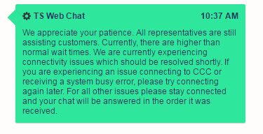 10:44 a.m.: Estimating platform CCC is reporting "connectivity issues which should be resolved shortly," a technical support chat indicates. (Screenshot from CCC)