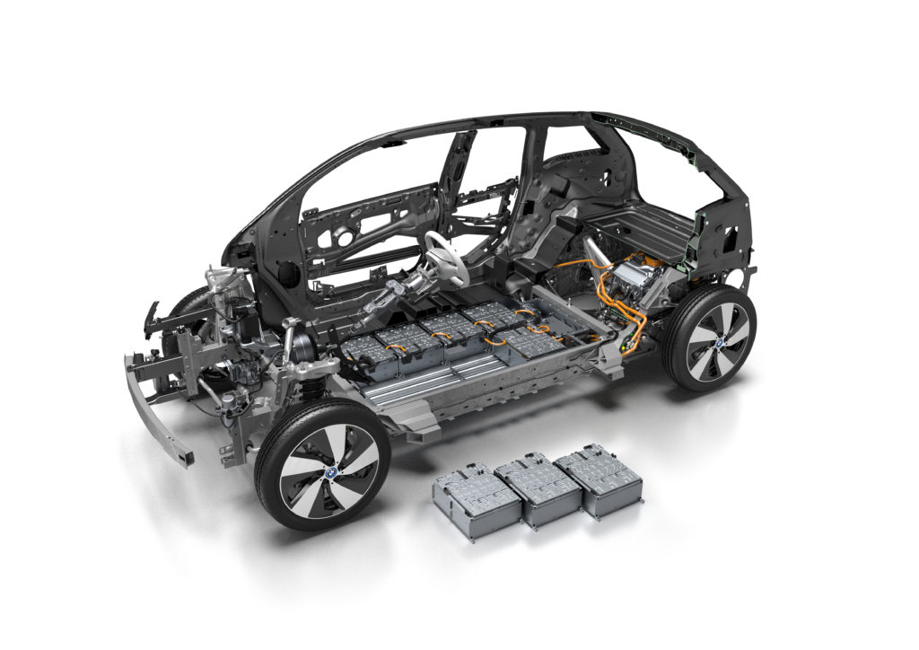 The 2017 BMW i3 with a 94 Ah battery is shown in this rendering. (Provided by BMW)