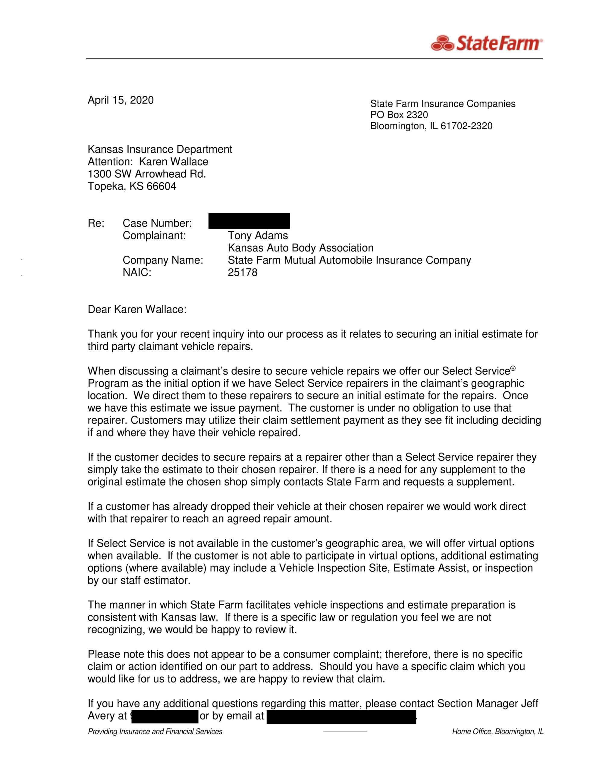 Letter Report State Farm Tells 3rd Party Claimants To Get Estimates From Kan Ill Drp Shops Repairer Driven Newsrepairer Driven News