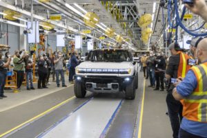 The first 2022 GMC HUMMER EV Pickup Edition 1 exits Factory ZERO