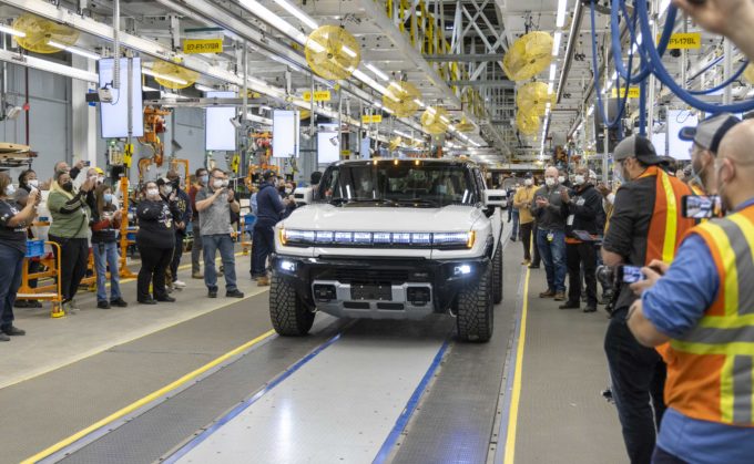 The first 2022 GMC HUMMER EV Pickup Edition 1 exits Factory ZERO
